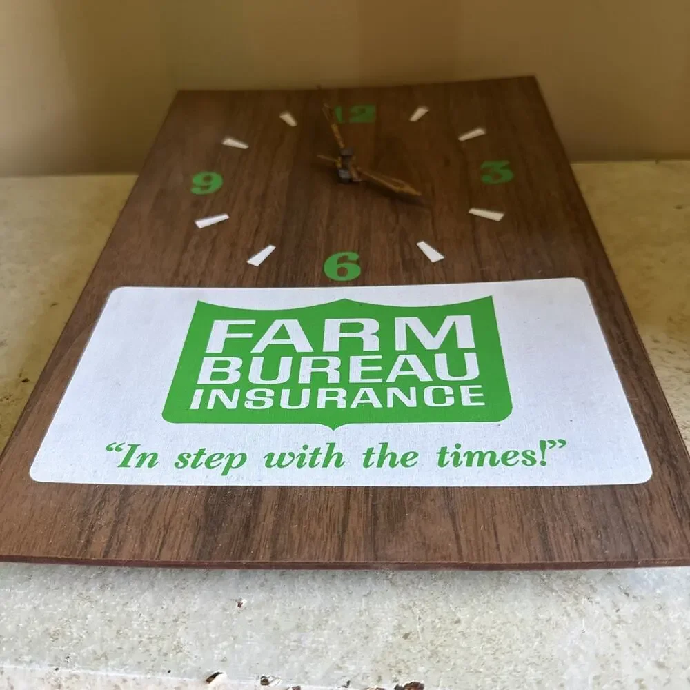 FARM Bureau Insurance Advertising Wall Clock 13” X 9” Needs Repair RARE